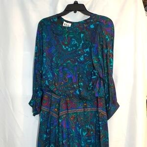 Vintage 1980s REO Originals Paisley Print Dress Sz 14